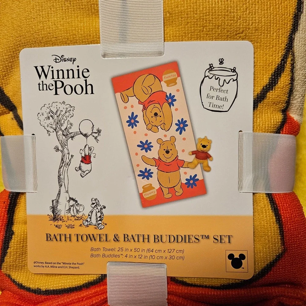 Disney Winnie the Pooh Bath Towel & Bath Buddies Gift Set Babies Kids‎ NWT